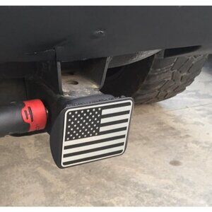 USA US American Flag Black Chrome Trailer Metal Hitch Cover with Stainless Steel